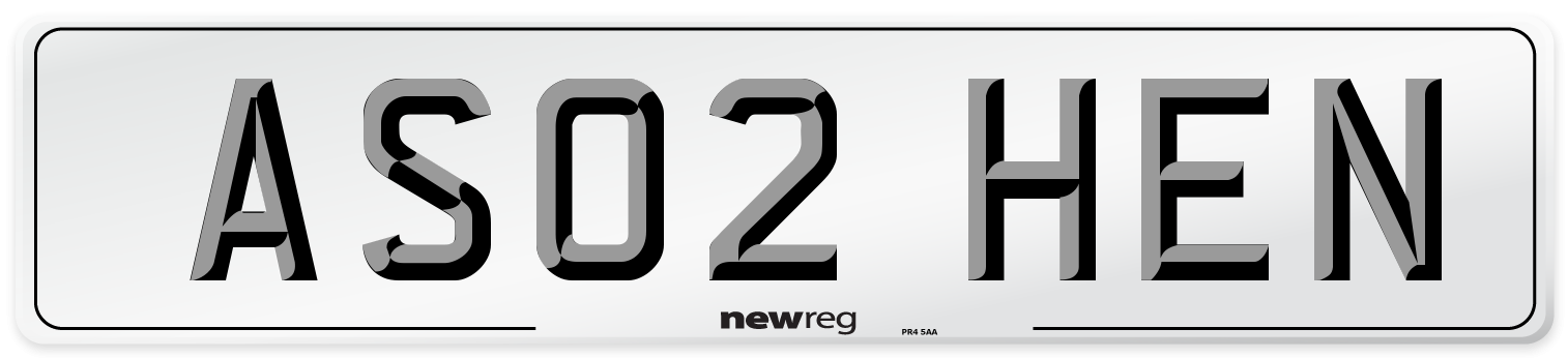 AS02 HEN Number Plate from New Reg